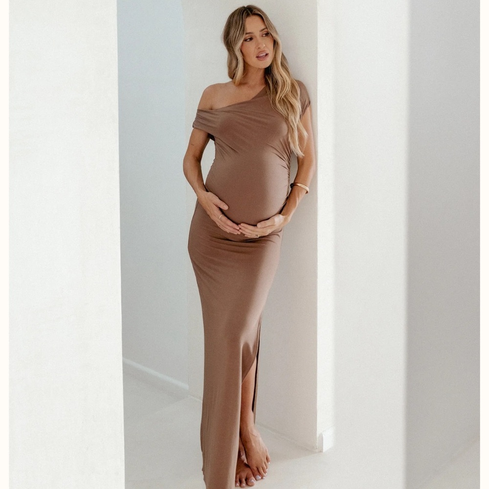 Petal & Pup One Shoulder Brown Dress